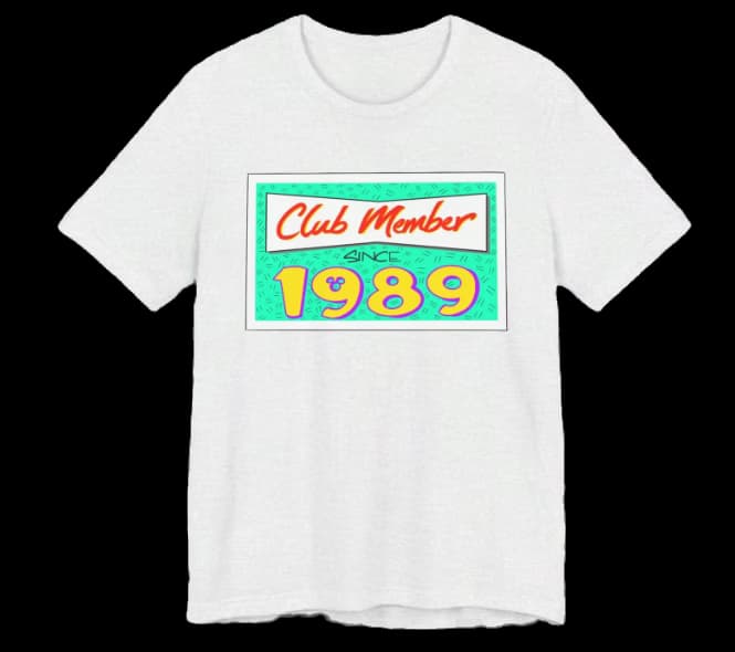 Club Member 1989 t-shirt — free for Annual Members